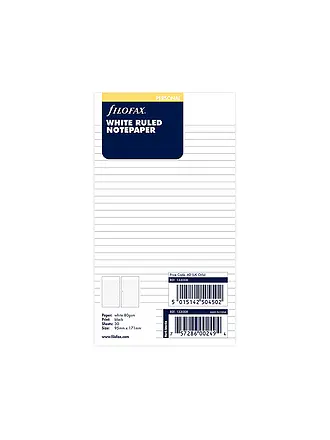 FILOFAX | Notizpapier weiß liniert - Personal | 